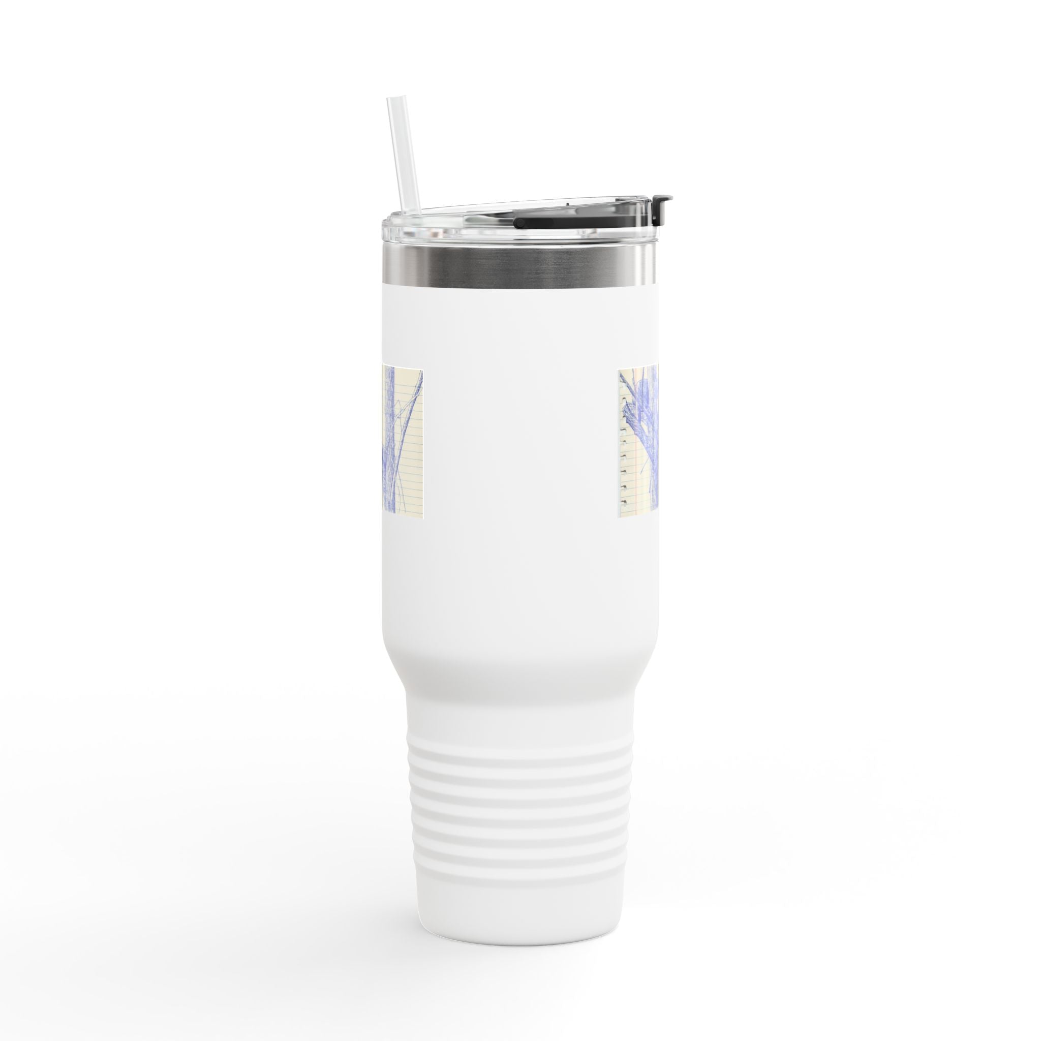 40oz Insulated Travel Mug — Blue Cats Playing in Trees Sketch Stainless Steel Tumbler