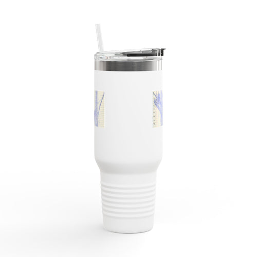 40oz Insulated Travel Mug — Blue Cats Playing in Trees Sketch Stainless Steel Tumbler