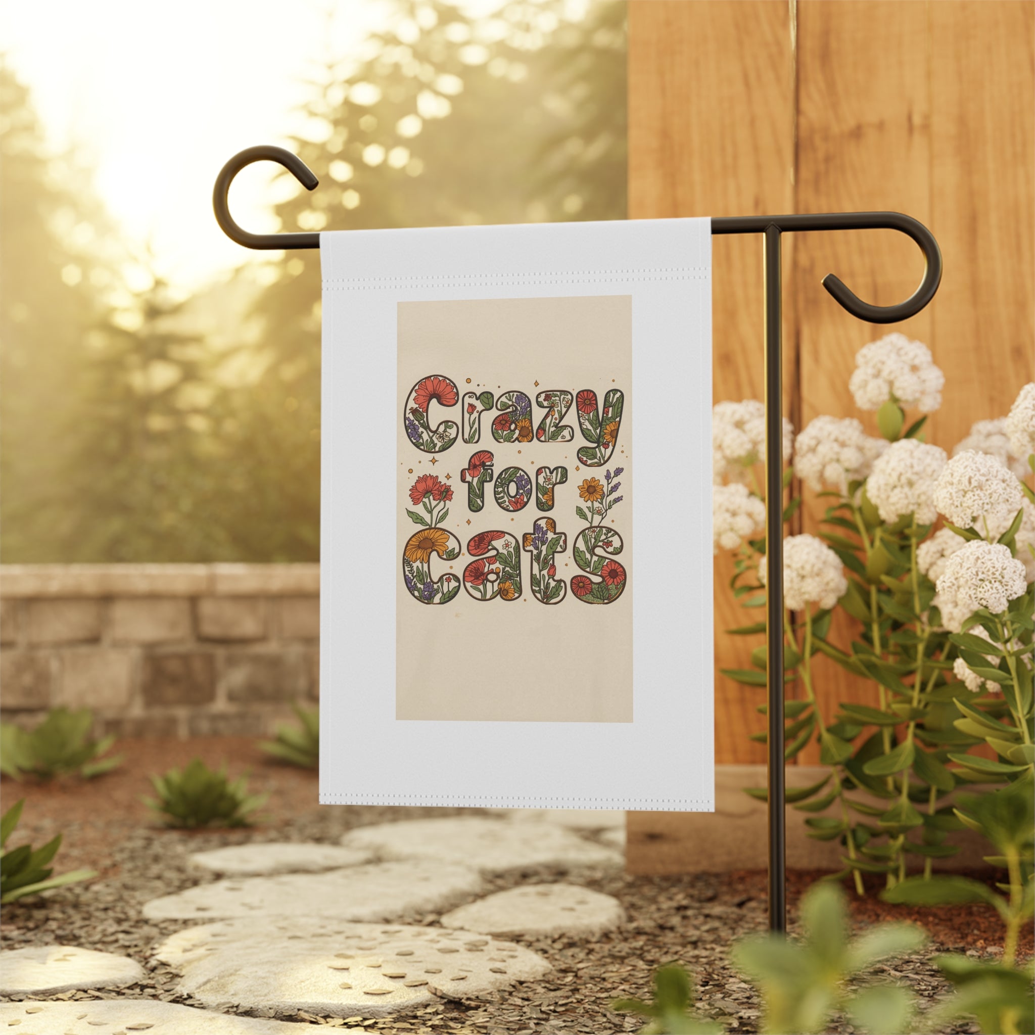 Crazy for Cats Floral Garden Flag