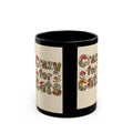 Crazy for Cats Floral Design Mug — Black Ceramic Coffee Cup