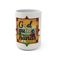 God Guides My Hands 15oz Inspirational Faith Coffee Mug — Rustic Farmhouse Design