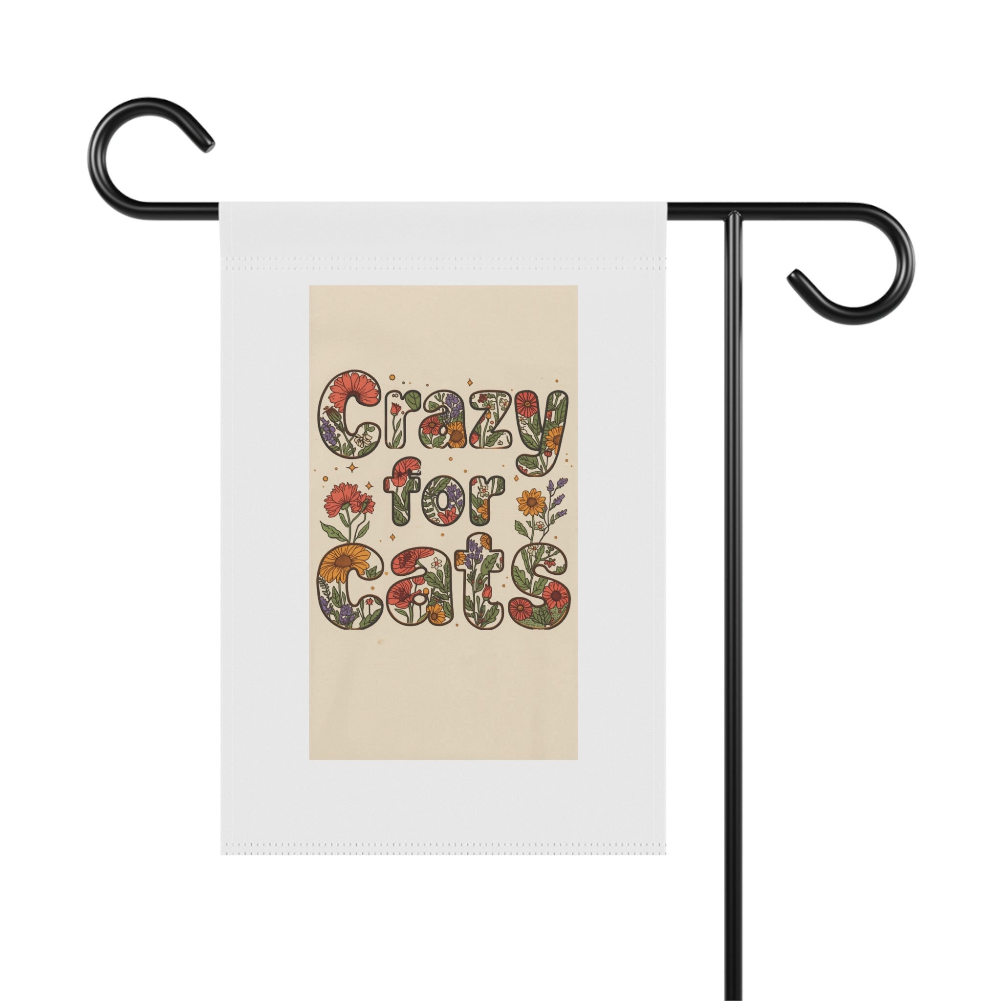 Crazy for Cats Floral Garden Flag